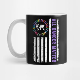 Mens All Cancer Matters Awareness American Flag World Cancer Day Mug